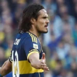Cavani en el partido contra Racing
