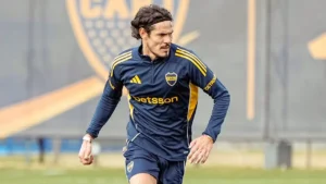 Cavani en el entrenamiento de Boca
