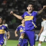 Di Lollo festeja el gol de Boca ante Banfield