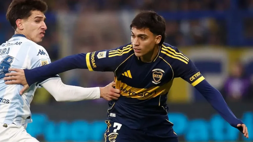 Exequiel Zeballos en el clásico contra Racing