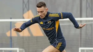 Malcom Braida en una práctica de Boca