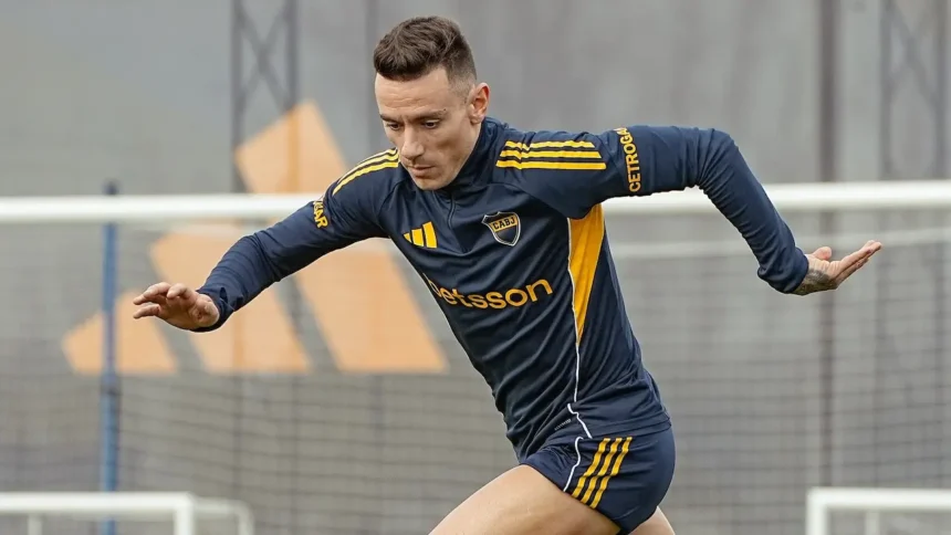 Malcom Braida en una práctica de Boca