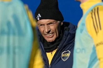 Russo en el entrenamiento de Boca previo al clásico con Racing