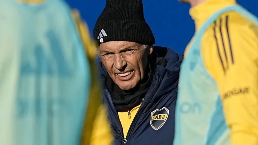 Russo en el entrenamiento de Boca previo al clásico con Racing