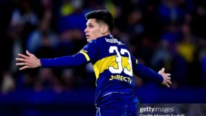 Brian Aguirre en el partido de Boca contra Colón