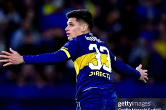 Brian Aguirre en el partido de Boca contra Colón