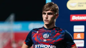 Ignacio Perruzzi en la previa del partido entre San Lorenzo y Unión de Santa Fe